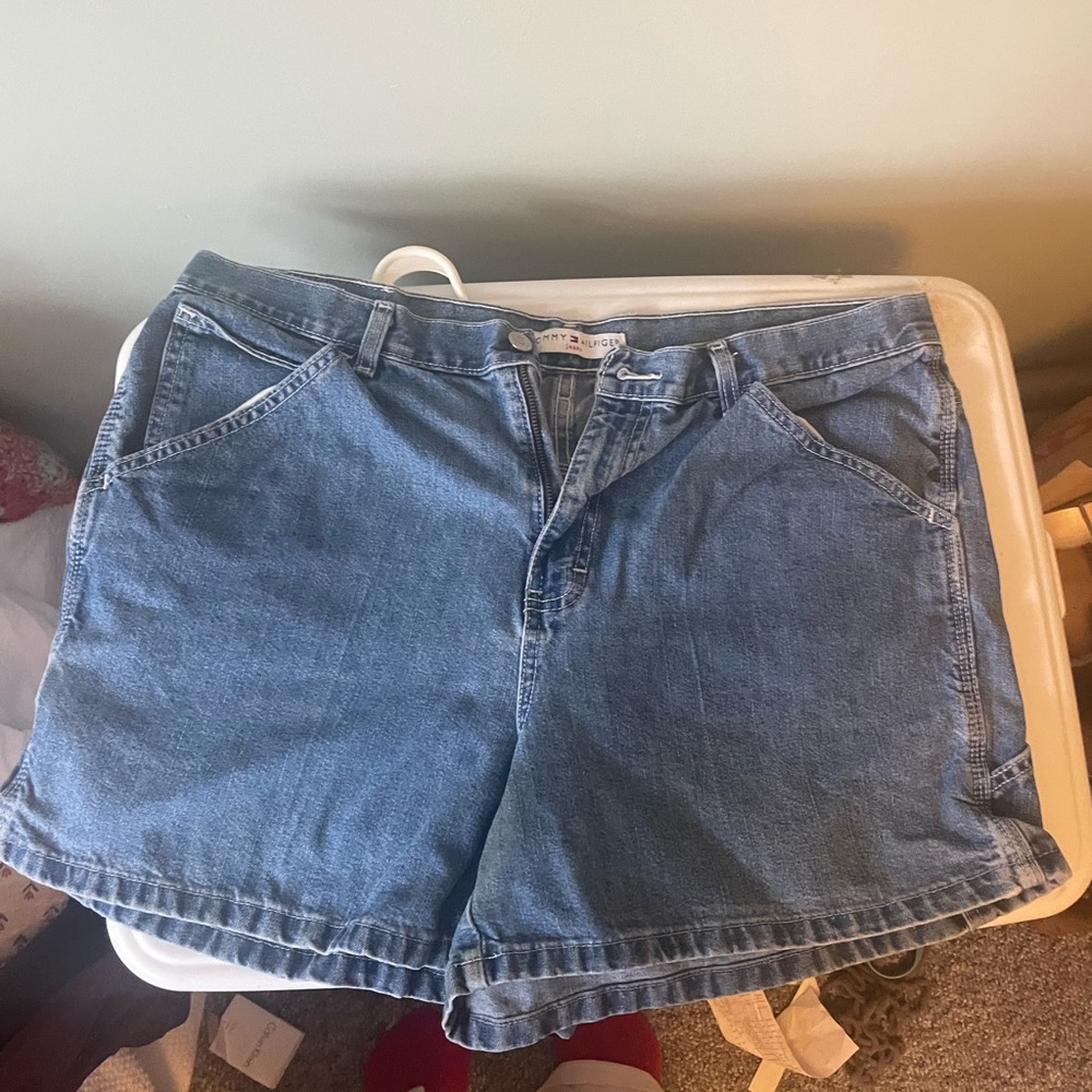 Tommy Hilfiger Carpenter Jean Shorts Size 16 Pockets 5" Inseam High Waist 1551